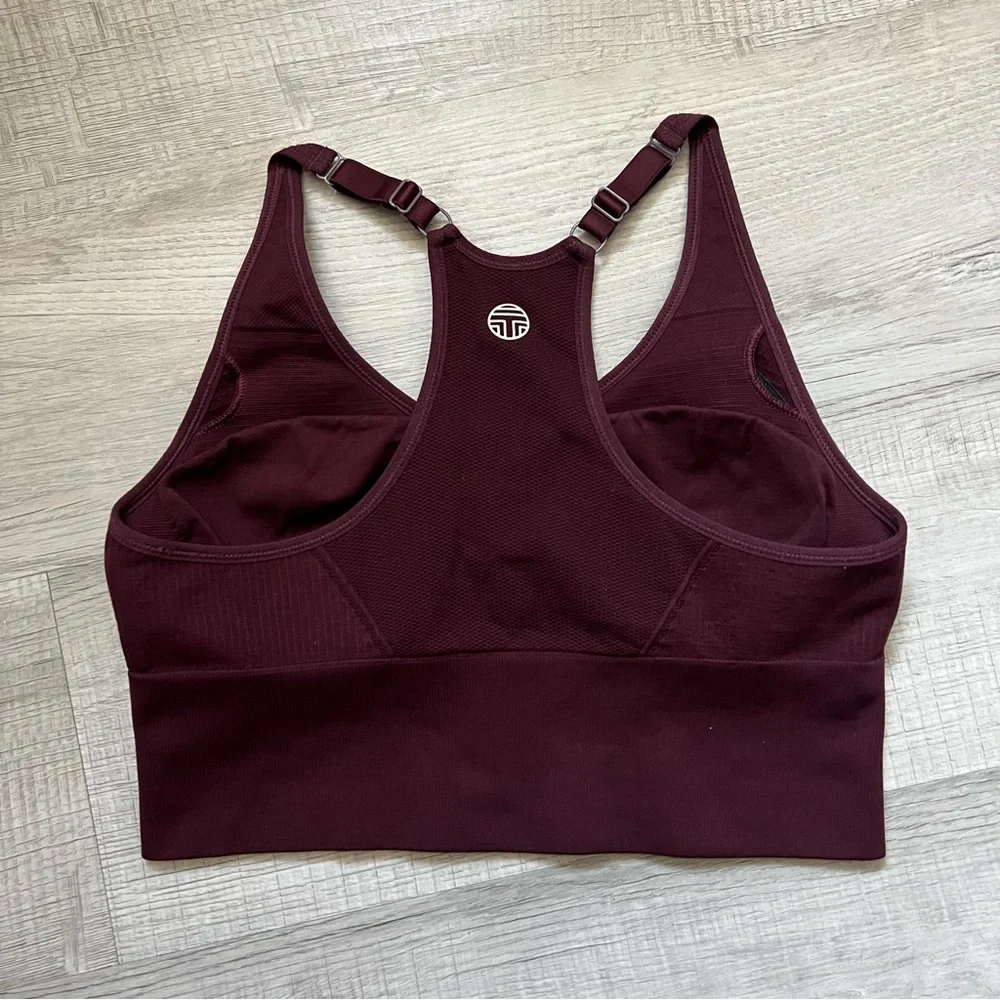 TORY BURCH Seamless Adjustable Long Bra - Winetasting Burgundy Medium